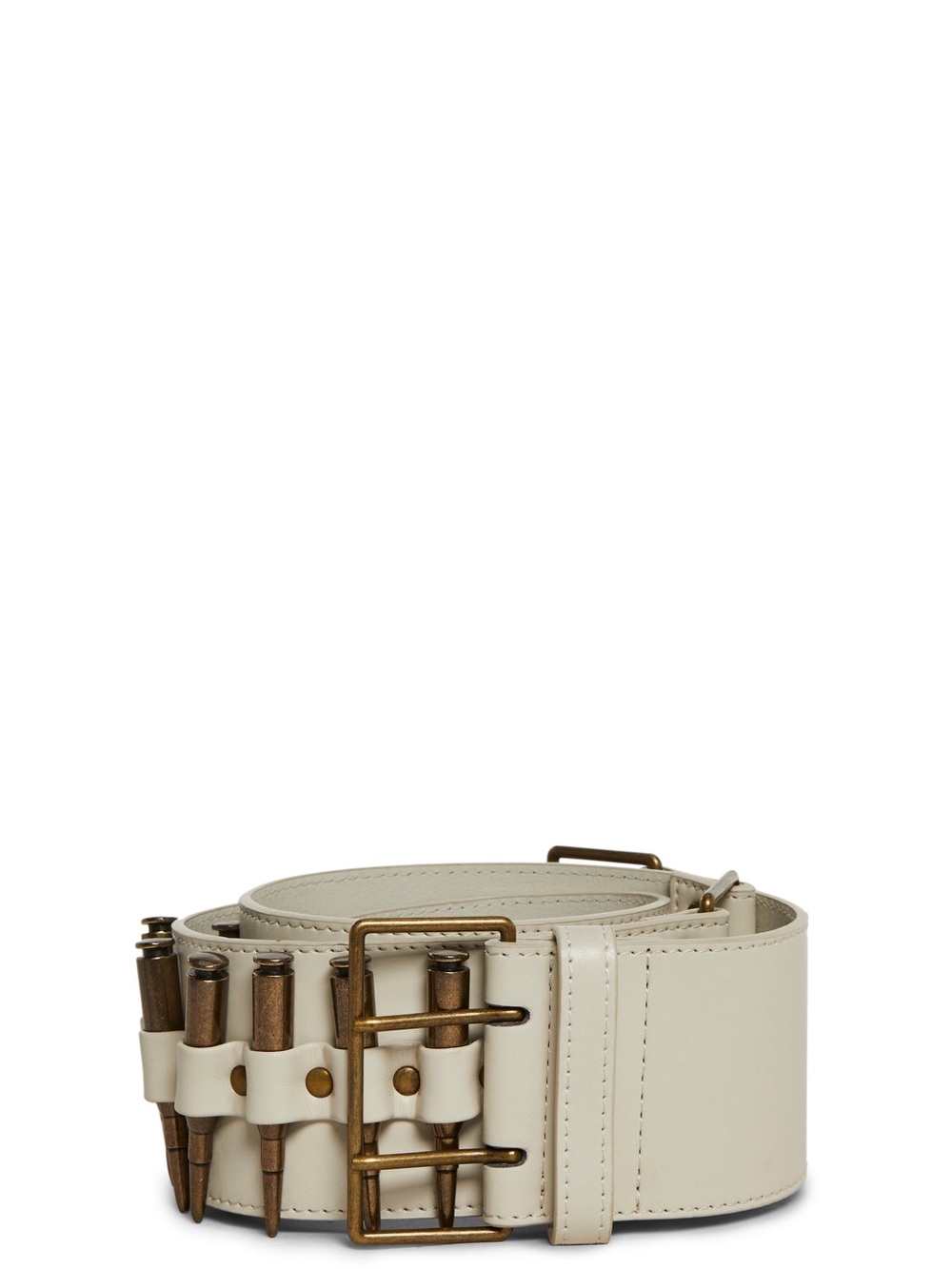 Dolls Kill Cream Leather Bandolier Belt with Metal Studs - Picture 4 of 5